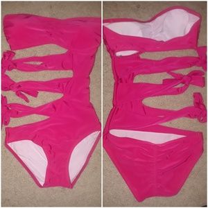 Red one piece bathing suit